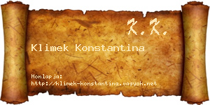 Klimek Konstantina névjegykártya